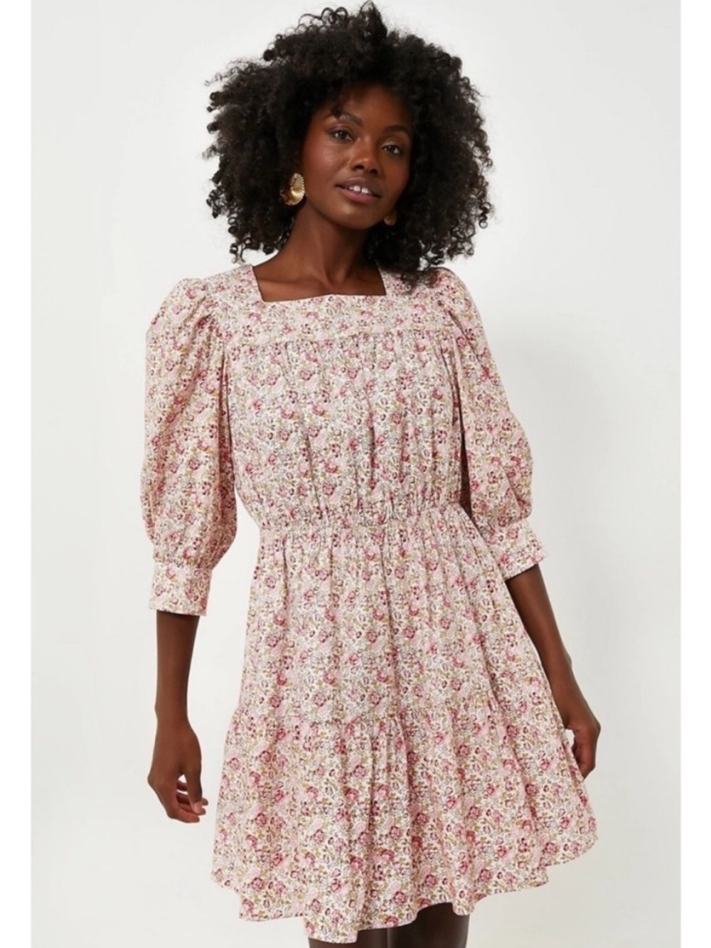 Tuckernuck Hyacinth House Floral Puff Sleeve Mini Dress XXS Cottagecore Pink